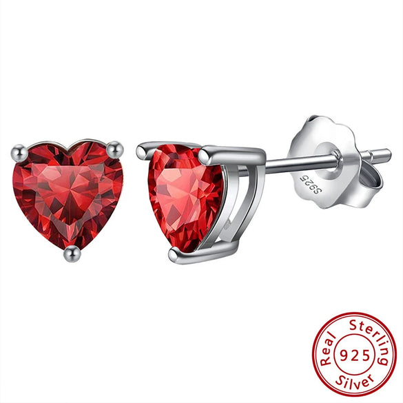 Wholesale 925 Sterling Silver Electroplated Heart Zircon Earrings Unisex