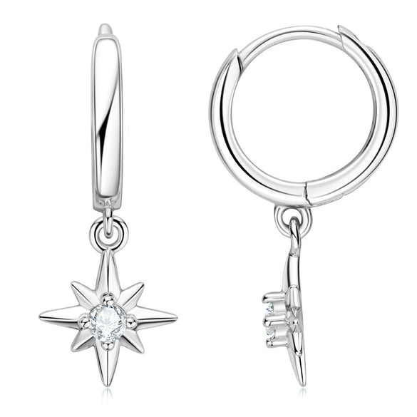 Wholesale 925 Sterling Silver Electroplated 18K Gold Sixpointed Star Earrings For Women