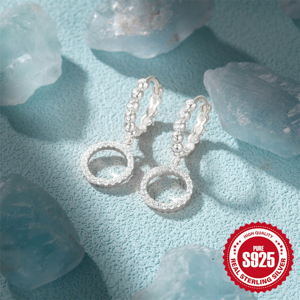Wholesale 925 Sterling Silver Elegant Diamondembedded Women's Earrings With Geometric Design And Electroplating Treatment