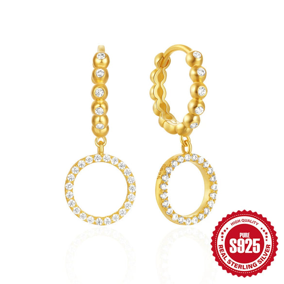 Wholesale 925 Sterling Silver Elegant Diamondembedded Women's Earrings With Geometric Design And Electroplating Treatment