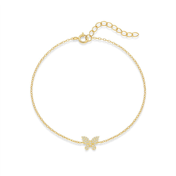 Wholesale 925 Sterling Silver Fashion Casual Butterfly Spliced Anklet With Animal Pattern For Women