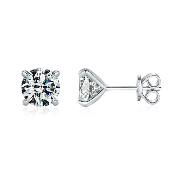 Wholesale 925 Sterling Silver Fashion Elegant Fragrant Style Geometric Fourclaw Diamond Earrings For Women