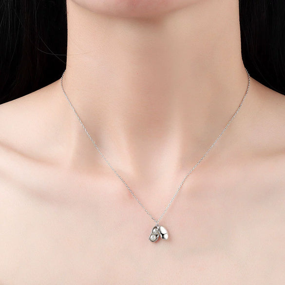 Wholesale 925 Sterling Silver Fashion Pearl Pod Pendant Necklace For Women With Electroplating