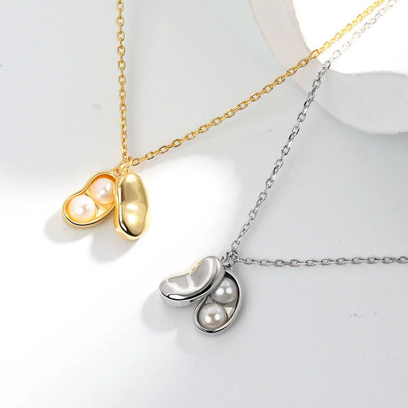 Wholesale 925 Sterling Silver Fashion Pearl Pod Pendant Necklace For Women With Electroplating