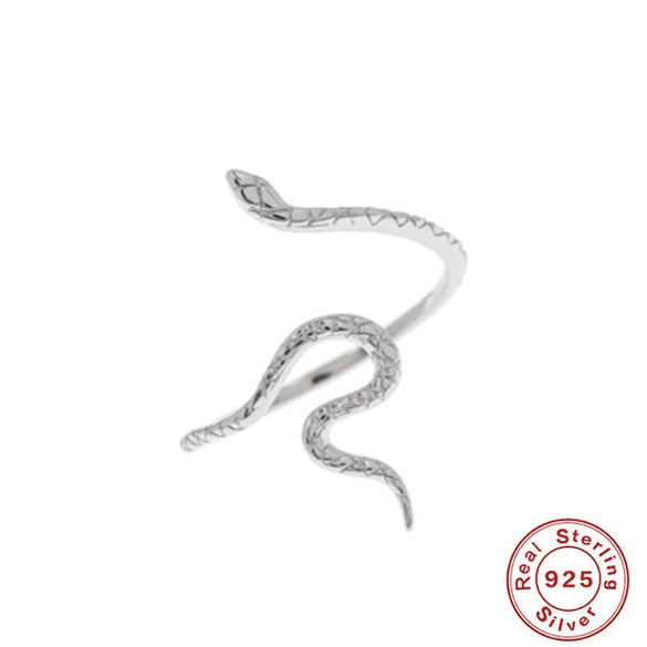 Wholesale 925 Sterling Silver Fashion Simple All Match Glossy Snake Pattern Open Ring With 18K Gold Electroplating For Women