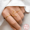 Wholesale 925 Sterling Silver Fashion Simple All Match Glossy Snake Pattern Open Ring With 18K Gold Electroplating For Women