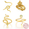 Wholesale 925 Sterling Silver Fashion Simple All Match Glossy Snake Pattern Open Ring With 18K Gold Electroplating For Women