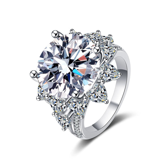 Wholesale 925 Sterling Silver Female Ring With Geometric Design And Plated Pt950 Gold Treatment