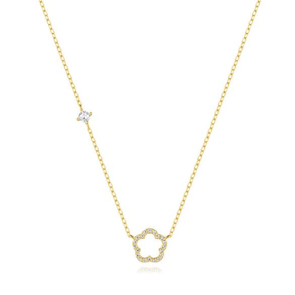 Wholesale 925 Sterling Silver Five Petal Flower Hollow Out Geometric Clavicle Chain Necklace With Electroplating Treatment