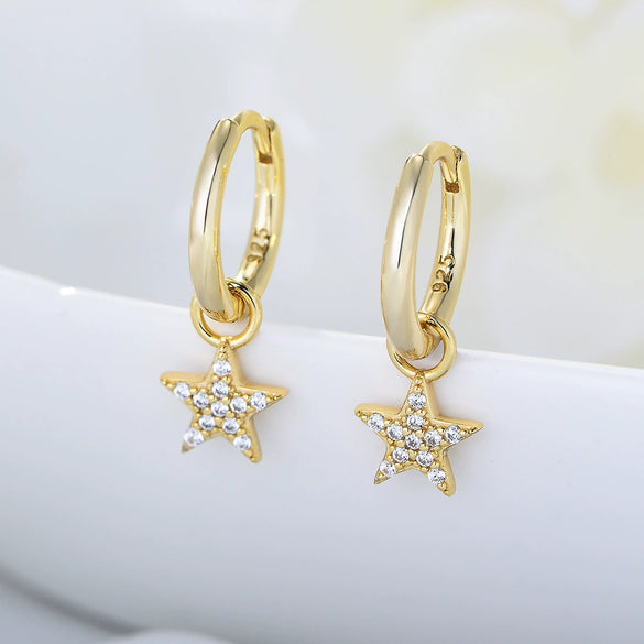 Wholesale 925 Sterling Silver Fivepointed Star Earrings For Women Geometric Style