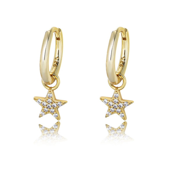 Wholesale 925 Sterling Silver Fivepointed Star Earrings For Women Geometric Style