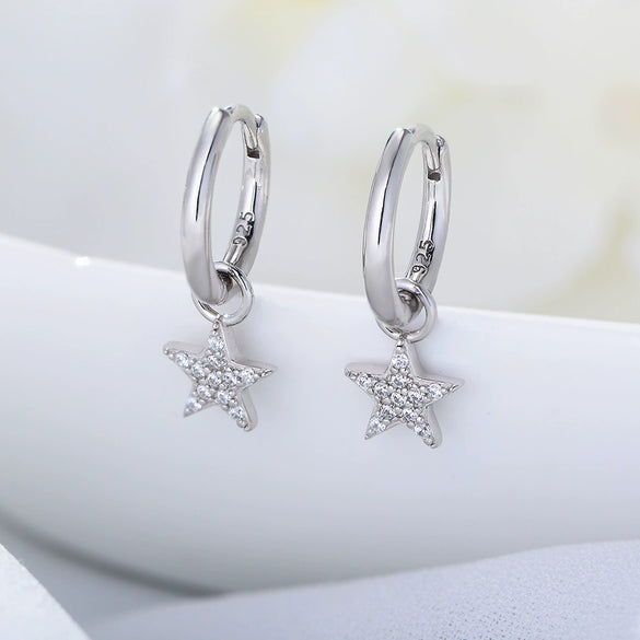 Wholesale 925 Sterling Silver Fivepointed Star Earrings For Women Geometric Style
