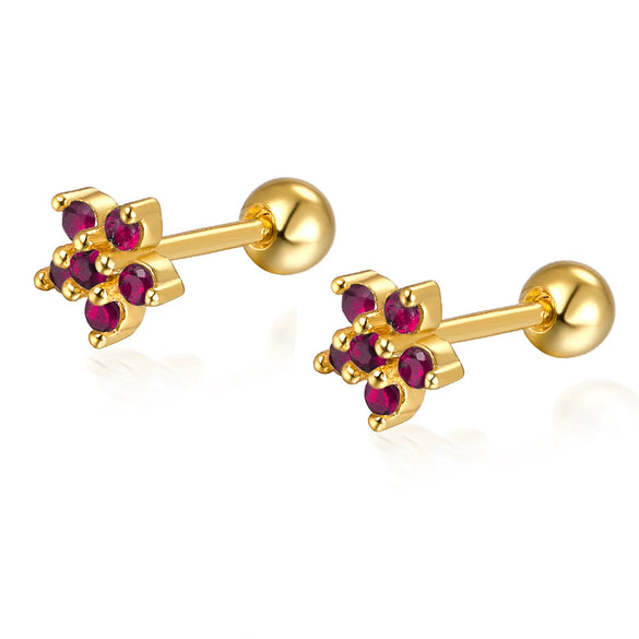 Wholesale 925 Sterling Silver Flower Earrings With Diamond Petals And Piercing Screw Design For Women
