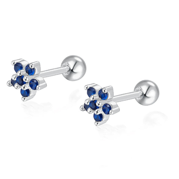 Wholesale 925 Sterling Silver Flower Earrings With Diamond Petals And Piercing Screw Design For Women