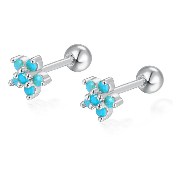 Wholesale 925 Sterling Silver Flower Earrings With Diamond Petals And Piercing Screw Design For Women