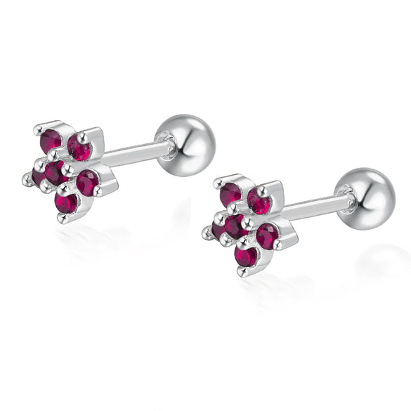 Wholesale 925 Sterling Silver Flower Earrings With Diamond Petals And Piercing Screw Design For Women