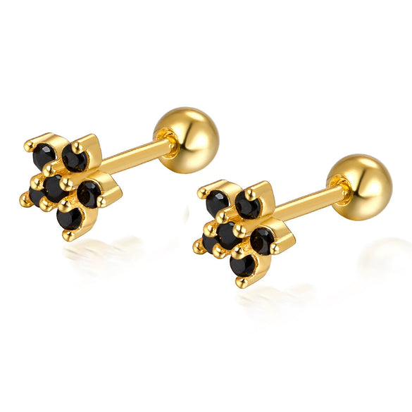 Wholesale 925 Sterling Silver Flower Earrings With Diamond Petals And Piercing Screw Design For Women