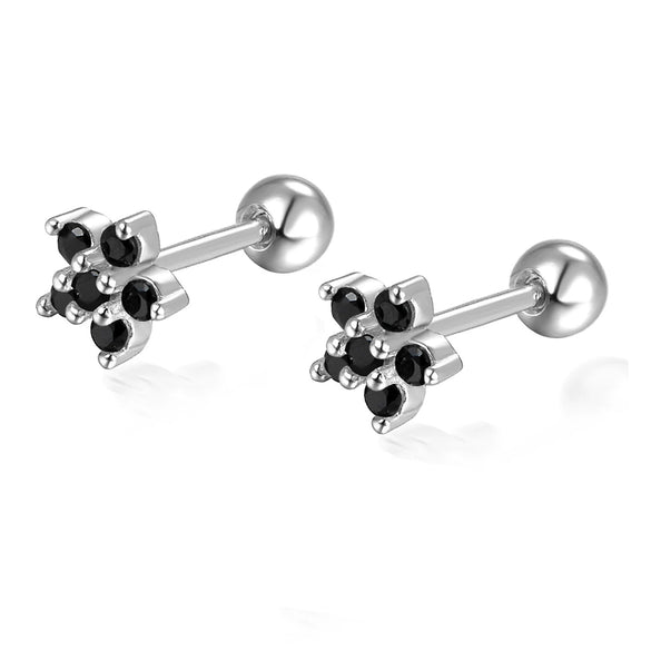 Wholesale 925 Sterling Silver Flower Earrings With Diamond Petals And Piercing Screw Design For Women