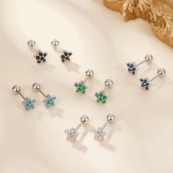 Wholesale 925 Sterling Silver Flower Earrings With Diamond Petals And Piercing Screw Design For Women