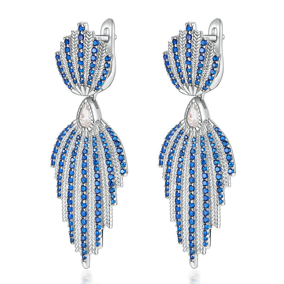 Wholesale 925 Sterling Silver Flower Leaf Earrings With Zirconia Elegant Retro Style