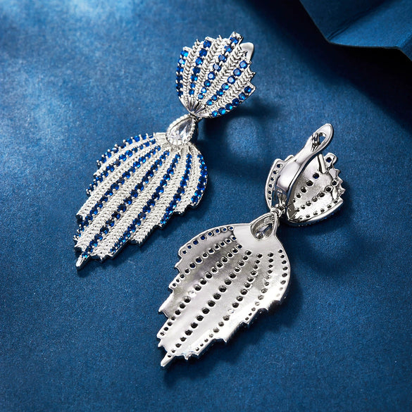 Wholesale 925 Sterling Silver Flower Leaf Earrings With Zirconia Elegant Retro Style