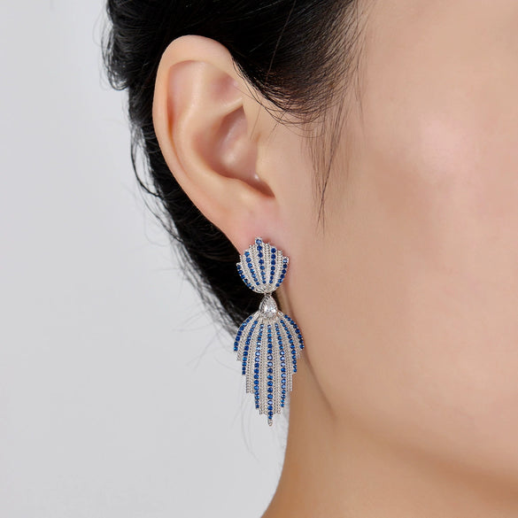 Wholesale 925 Sterling Silver Flower Leaf Earrings With Zirconia Elegant Retro Style