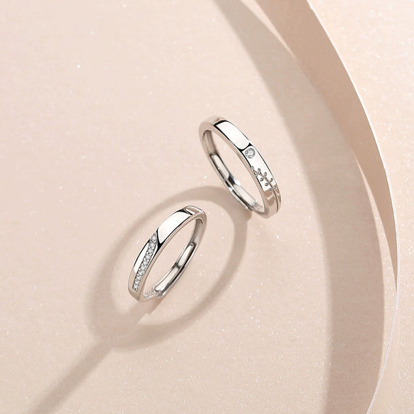 Wholesale 925 Sterling Silver Flower Pattern Allmatch Adjustable Couple Ring