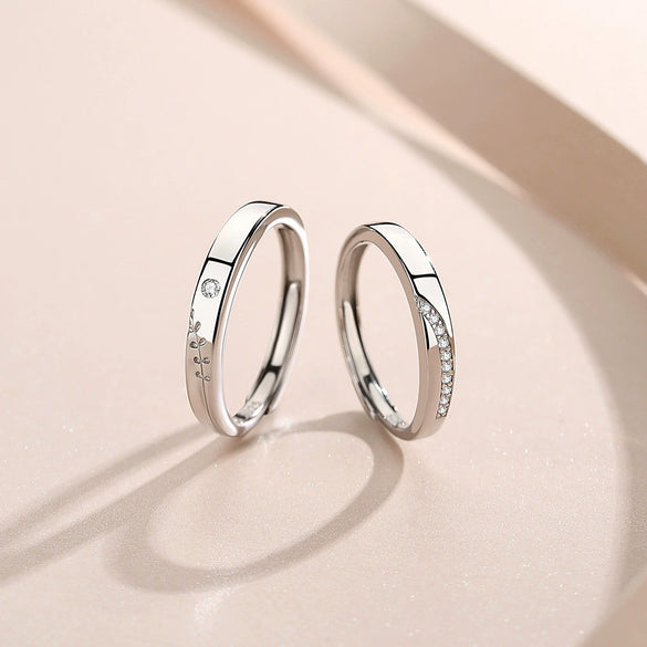 Wholesale 925 Sterling Silver Flower Pattern Allmatch Adjustable Couple Ring