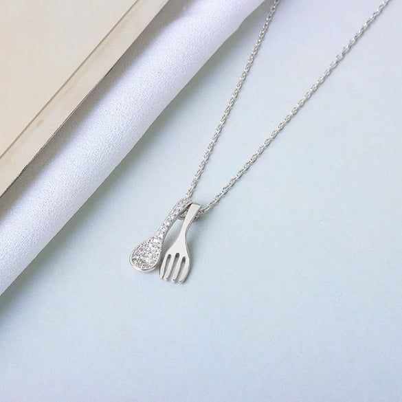 Wholesale Sterling Silver Fork Spoon Pattern Necklace With Electroplating Process