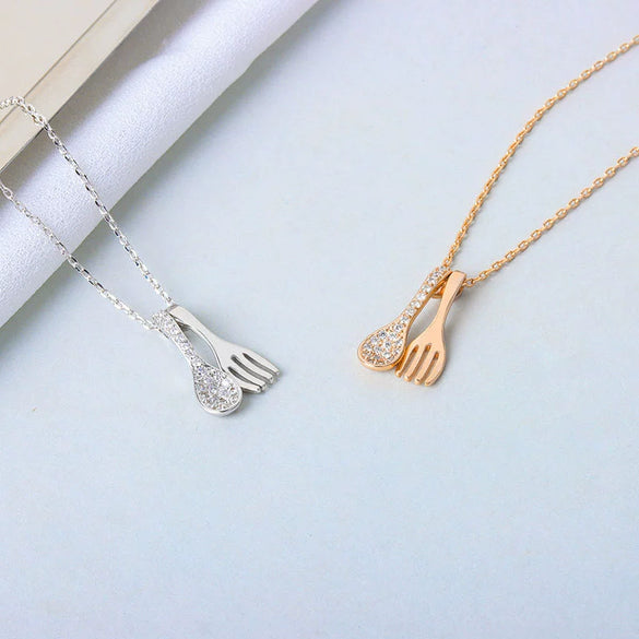 Wholesale Sterling Silver Fork Spoon Pattern Necklace With Electroplating Process