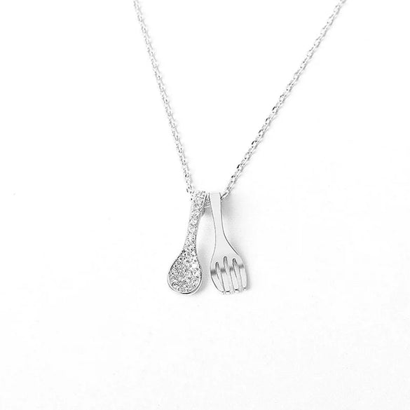 Wholesale Sterling Silver Fork Spoon Pattern Necklace With Electroplating Process
