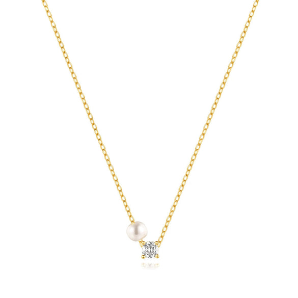 Wholesale 925 Sterling Silver Four Claw Diamond Encrusted Pearl Clavicle Necklace With Geometric Pattern And Electroplating O Chain For Women