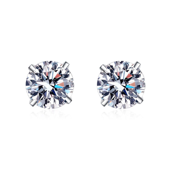 Wholesale 925 Sterling Silver Fourclaw Moissanite Earrings Natural Geometric Style Electroplated For Women