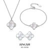 Wholesale 925 Sterling Silver Fourleaf Clover Earrings Necklace Bracelet Set For Women With Seiko Processing And Plant Flower Pattern
