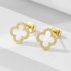 Wholesale 925 Sterling Silver Fourleaf Clover Earrings Set With Diamonds Simple Hollow Design For Women