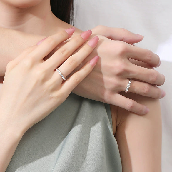 Wholesale 925 Sterling Silver Geometric Adjustable Couple Ring