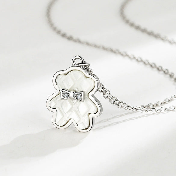 Wholesale Sterling Silver 925 Geometric Bear Shell Pendant Necklace For Women