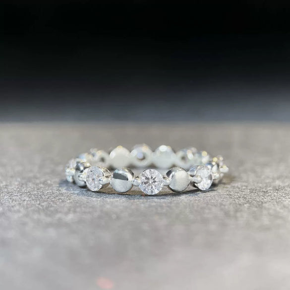 Wholesale 925 Sterling Silver Geometric Bubble Round Ring With Electroplating