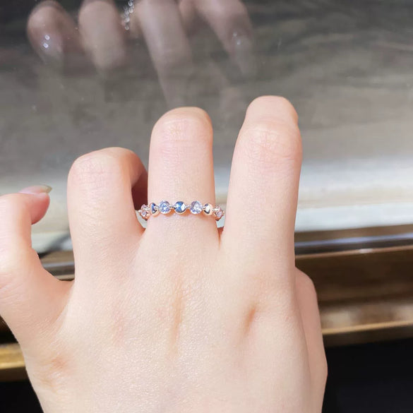 Wholesale 925 Sterling Silver Geometric Bubble Round Ring With Electroplating