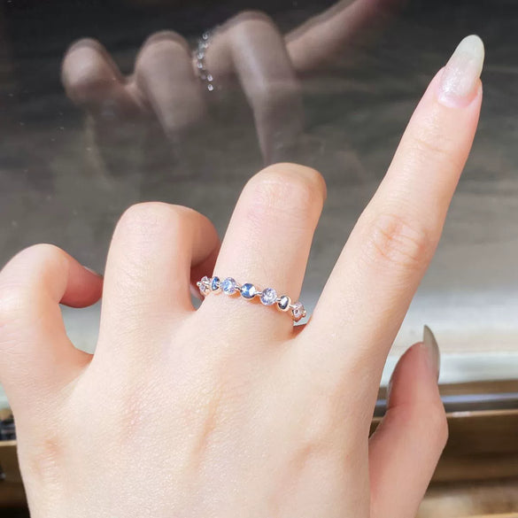 Wholesale 925 Sterling Silver Geometric Bubble Round Ring With Electroplating