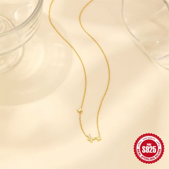 Wholesale 925 Sterling Silver Geometric Butterfly Electroplated Minimalist Clavicle Necklace For Women