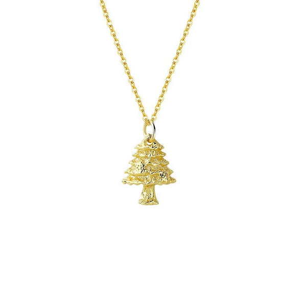 Wholesale 925 Sterling Silver Geometric Christmas Tree Niche Style Necklace With Electroplating For Women