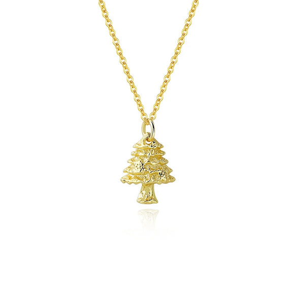 Wholesale 925 Sterling Silver Geometric Christmas Tree Niche Style Necklace With Electroplating For Women