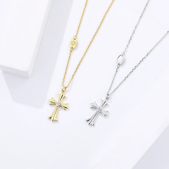 Wholesale 925 Sterling Silver Geometric Cross Necklace For Women