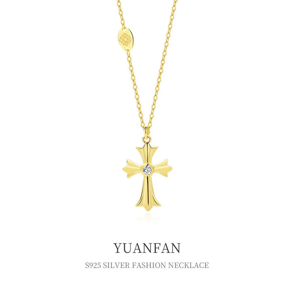 Wholesale 925 Sterling Silver Geometric Cross Necklace For Women