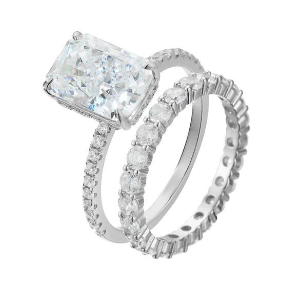 Wholesale 925 Sterling Silver Geometric Diamondencrusted Zircon Set Ring For Women