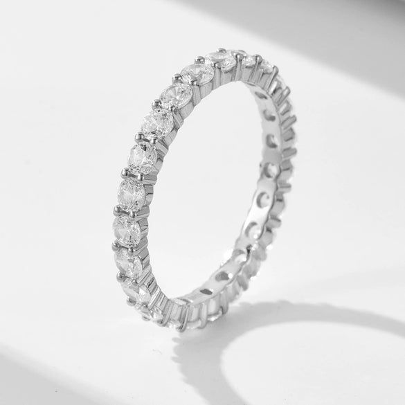 Wholesale 925 Sterling Silver Geometric Diamondencrusted Zircon Set Ring For Women