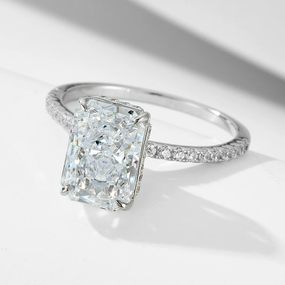 Wholesale 925 Sterling Silver Geometric Diamondencrusted Zircon Set Ring For Women