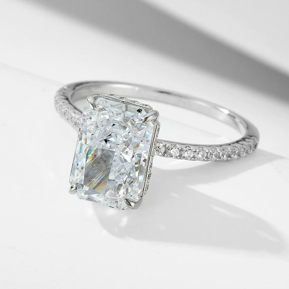 Wholesale 925 Sterling Silver Geometric Diamondencrusted Zircon Set Ring For Women