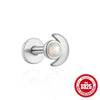 Wholesale 925 Sterling Silver Geometric Ear Bone Stud Earrings For Women With Gem Dripping Oil Opal Electroplated